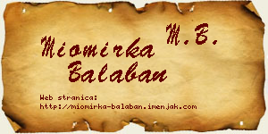 Miomirka Balaban vizit kartica